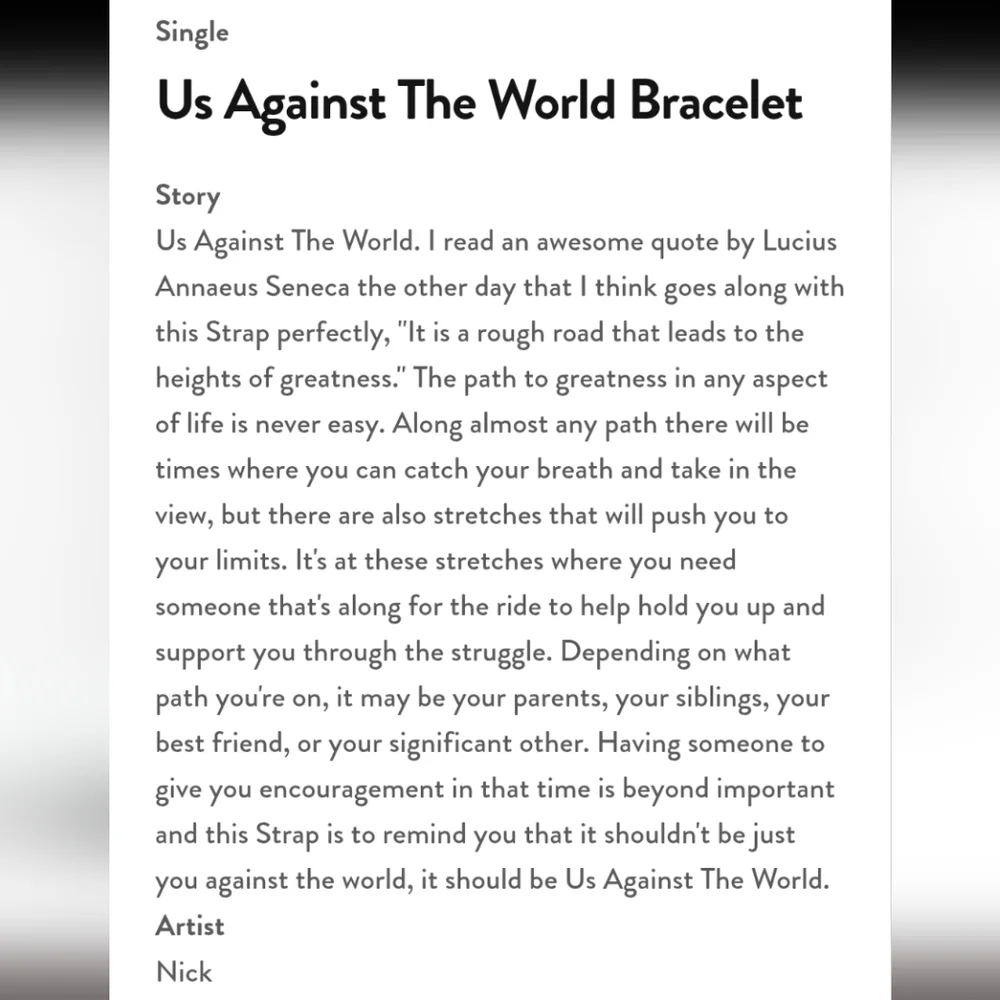 Zox *US Against The World* Single Wristband Size Medium